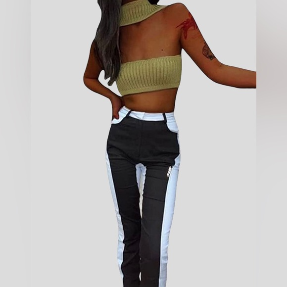 Womens|Knit Halter Crop Top|Large L|Green|Stretch|Sleeveless - Picture 7 of 13